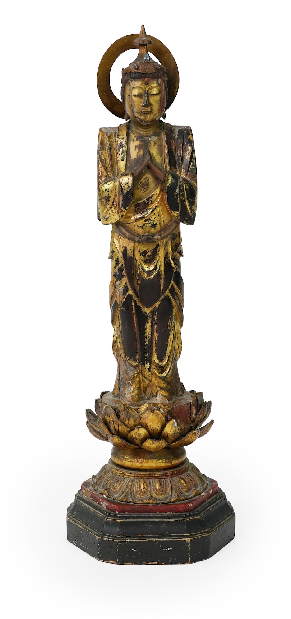 A tall Japanese giltwood standing figure of Kannon, 19th century
